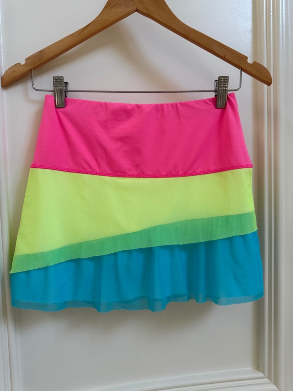 Lucky in Love Neon Tiered Mini Skirt - Hot Pink, Neon Yellow, Aqua